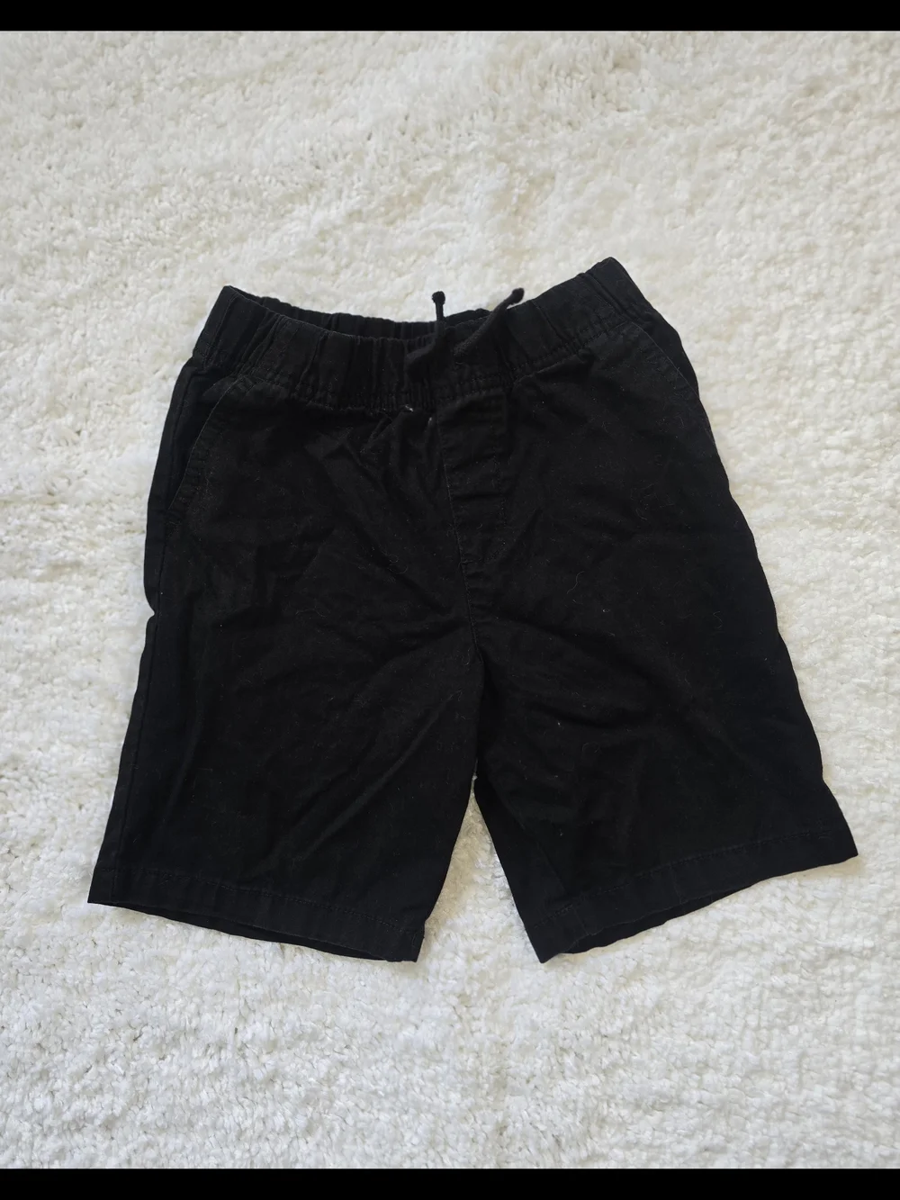 Kids Black Elastic Waist Drawstring Shorts